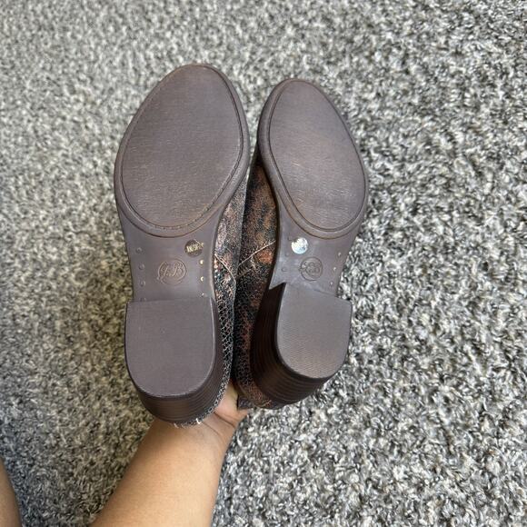 Lucky Brand Basel Ankle Boots Size 8 M Metallic Brown Snake Leather Zip New READ - Picture 4 of 11